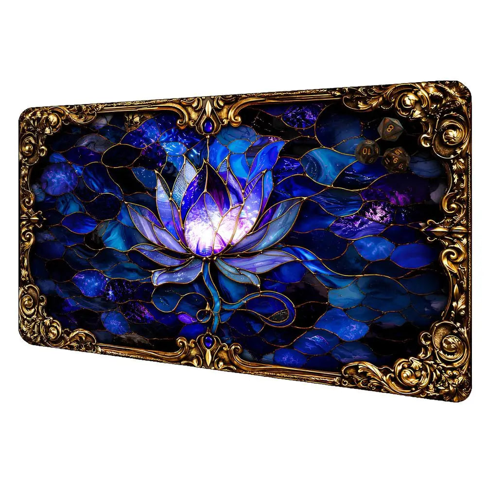 Colored Glass Style Black Lotus Design Magic Party Play Mat Durable Rubber for MTG&TCG Games 35X60cm Mouse Pad Offices Desk Mats