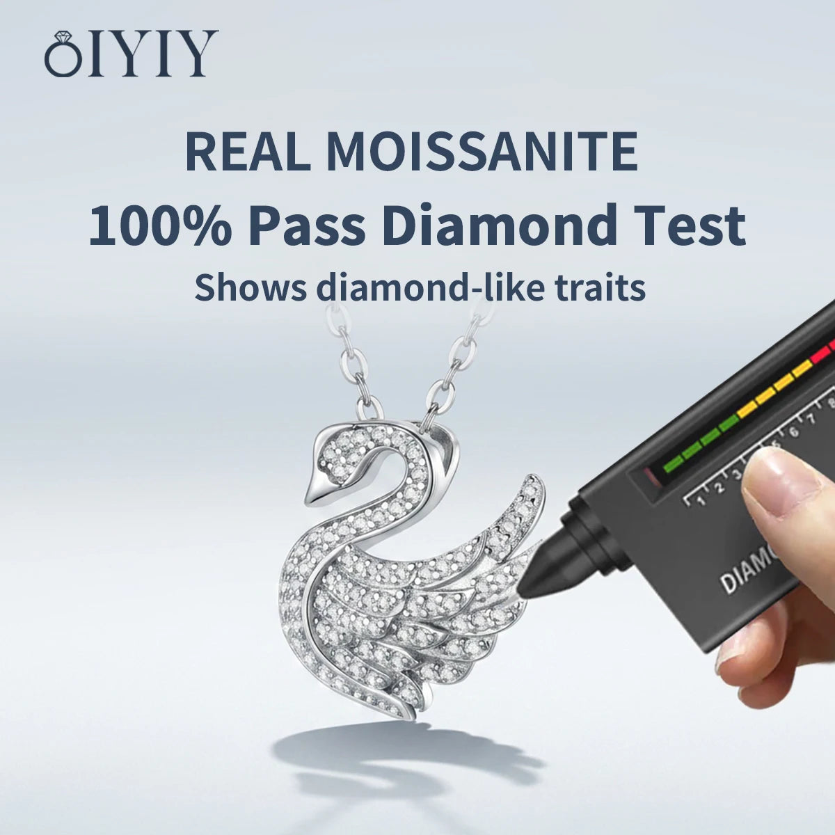OIYIY Moissanite Necklace for Women 925 Sterling Silver D VVS1 GRA Certified Lab Grown Diamond Swan Pendant Luxury Jewelry Gift