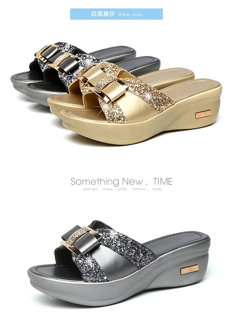 2024 Summer Women's Open Toe Casual Slippers Women Fashion Platform High Heel Female Slides Shoes Comfortable Wedge Sandals