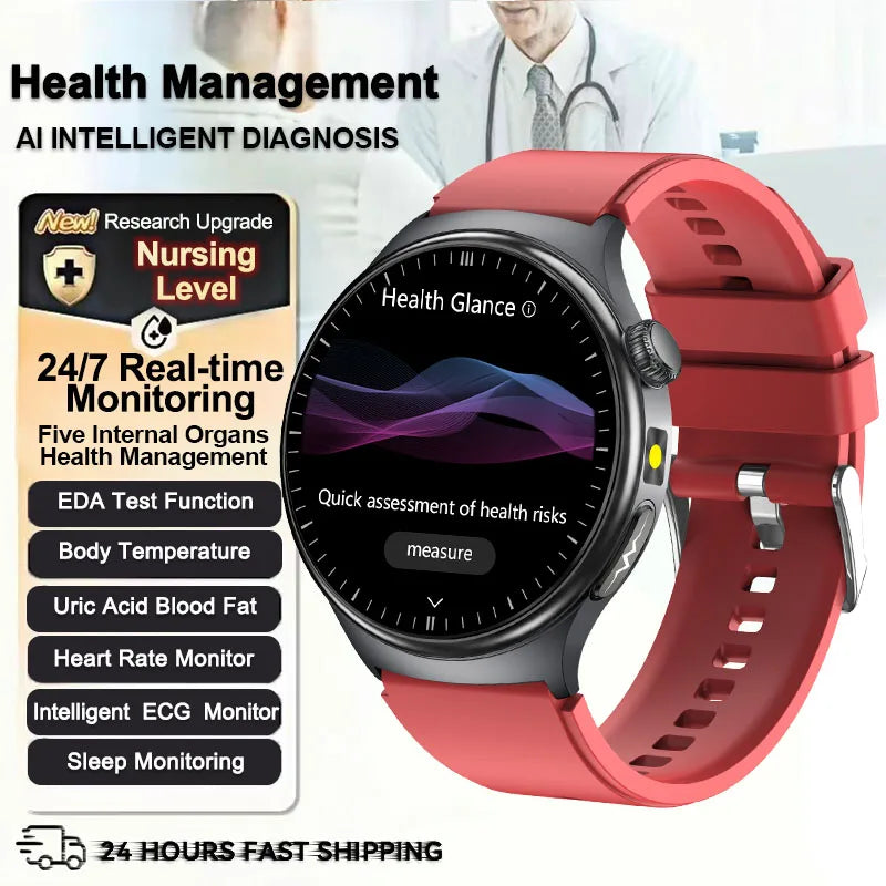 2026 New Health Sport ECG AI Diagnosis Smart Watches Men Heart Rate Blood Pressure IP68 Waterproof Smartwatches For Men Women