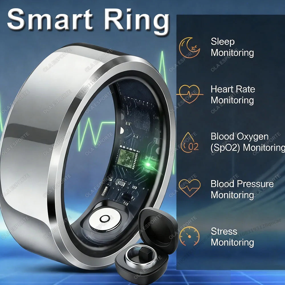 2026 New R12 Smart Ring with Charging Case, Heart Rate Blood Oxygen Sleep Health Manager,5ATM Waterproof For Men Women Smartring