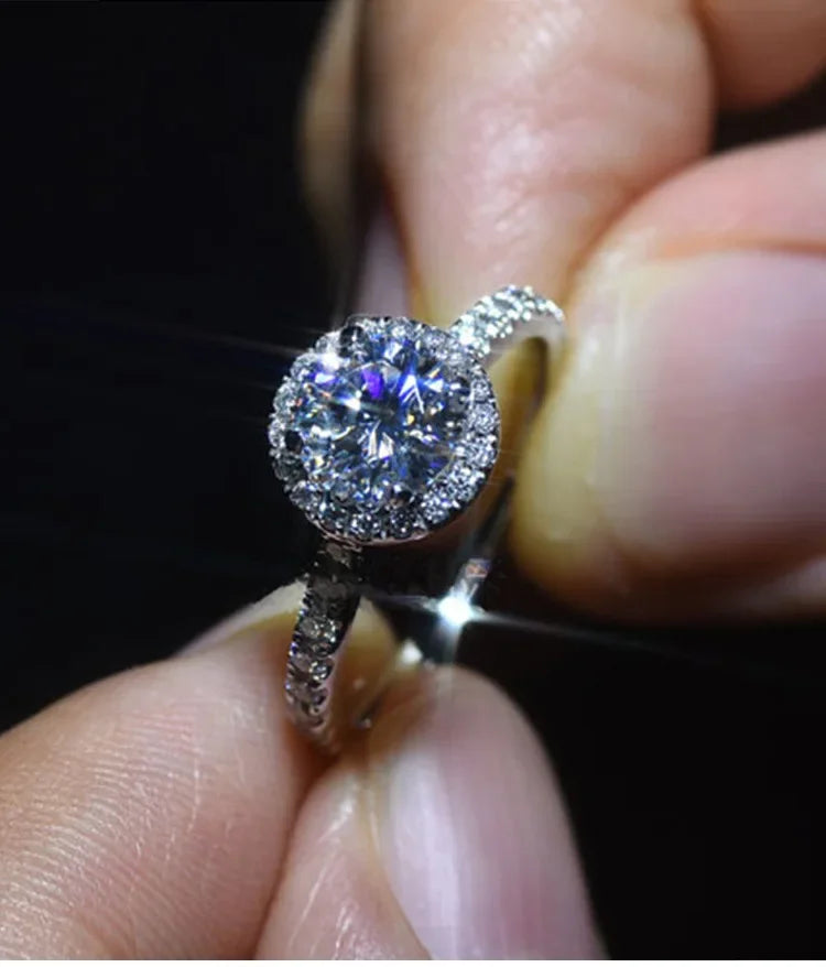 925Sterling Silver New Mozzarella Diamond Ring Female Internet Celebrity Live Stream Exclusive Set Zircon Inlaid Daily Wear Ring