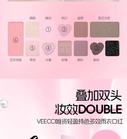 VEECCI Sweet Spicy Girl Ribbon Series Gift Box Makeup Kit Lipstick Eyeshadow Concealer Hair Rope Set Pink Delicate Cute Makeup