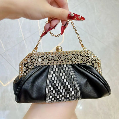 Fashionable Diamond Embedded Evening Dress Handbag Elegant Large Capacity Clutch Bag Tote Bag for Ladies Party And Banquet