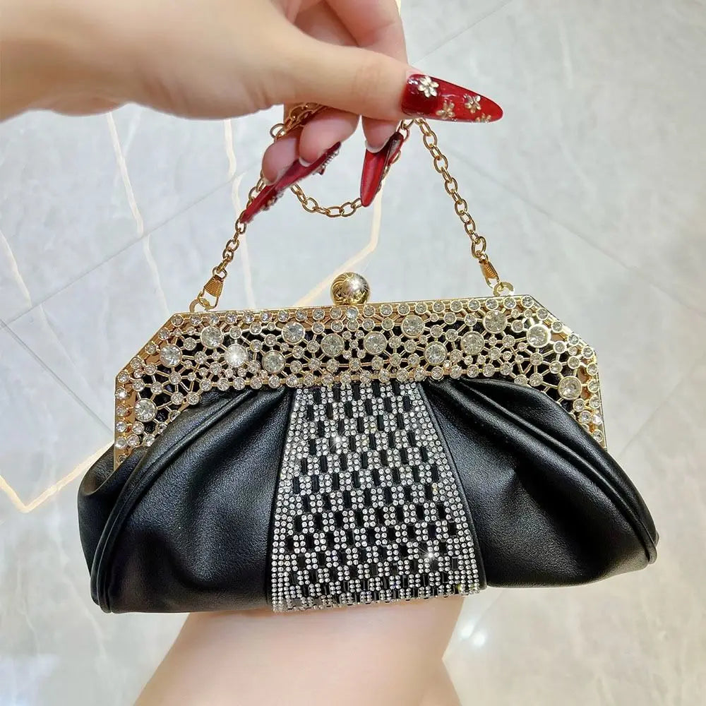 Fashionable Diamond Embedded Evening Dress Handbag Elegant Large Capacity Clutch Bag Tote Bag for Ladies Party And Banquet