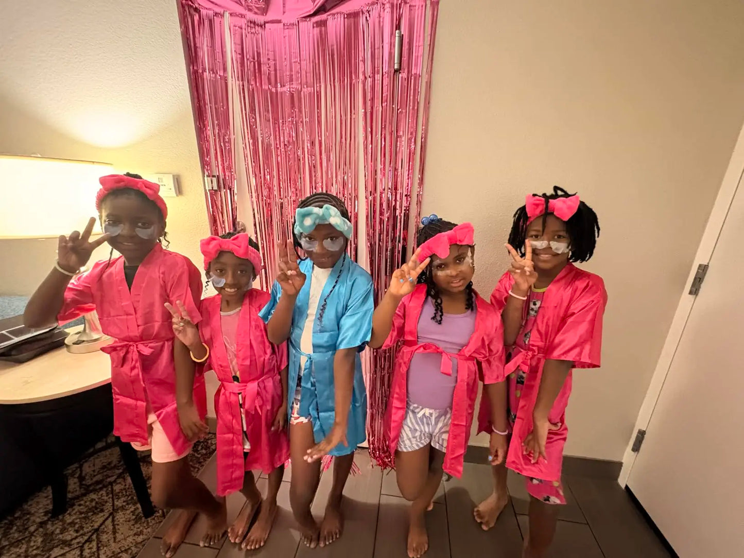 40 Pcs Girls Spa Party Supplies 10 Birthday Squad Princess Robe 10 Tote Bags 10 Headbands 10 Spa Masks for Birthday