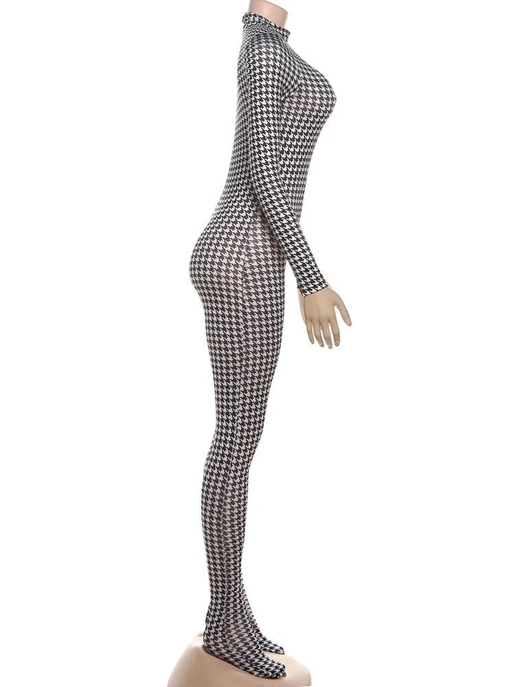 Weird Puss Sexy Snake Print Foot Jumpsuit Women Zip Spring Trend O-Neck Full Sleeve Stretch Street Clubwear Workout Overalls