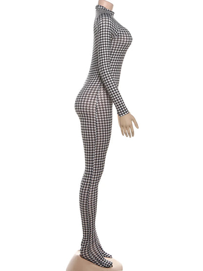 Weird Puss Sexy Snake Print Foot Jumpsuit Women Zip Spring Trend O-Neck Full Sleeve Stretch Street Clubwear Workout Overalls