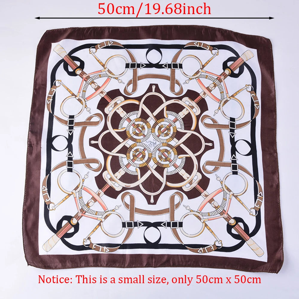 New 90*90cm Retro Brand Women Silk Scarf Bandanna Fashion Bohemian Pattern Square Hijab Lady Wrap Headband Foulard Muffler