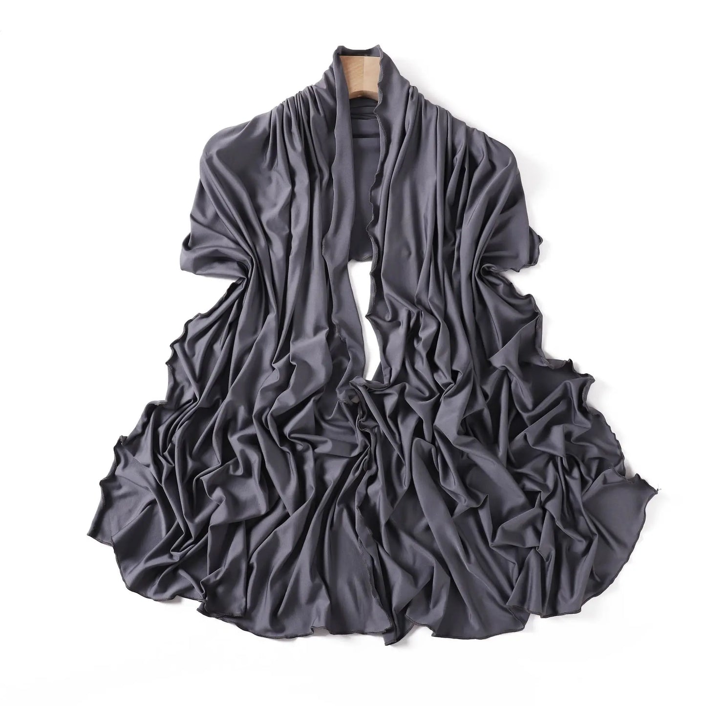 Luxury Wavy Edge Jersey Hijab for Women Solid Color Milk Silk Scarf Headscarf Autumn Shawl Stretchy Chiffon Scarf Ramanda