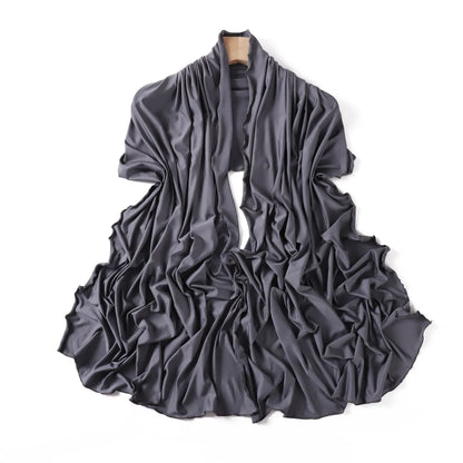Luxury Wavy Edge Jersey Hijab for Women Solid Color Milk Silk Scarf Headscarf Autumn Shawl Stretchy Chiffon Scarf Ramanda
