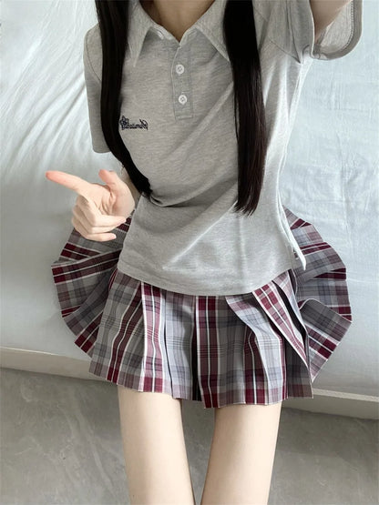 Japanese JK Uniform Polo Shirt and Skirt Suit Spring and Summer Wear Genuine All-match College Style Female Cute Lady Quiet