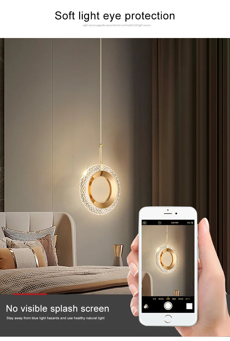 Modern Crystal LED Pendant Lamps Indoor Lighting For Home Decor Led Lights Living Room Bedroom Bedside Hanging Lamp