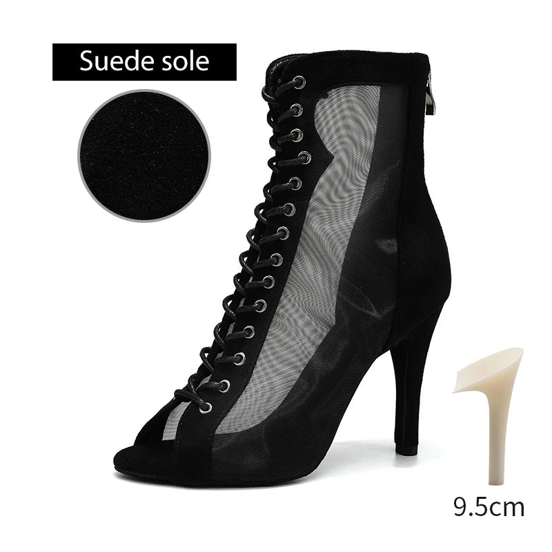 DKZSYIM Women Latin Dance Boots Ballroom Dancing Shoes Ladies Girls Jazz Tango Dance Shoes Customizable Heel 7cm-11cm