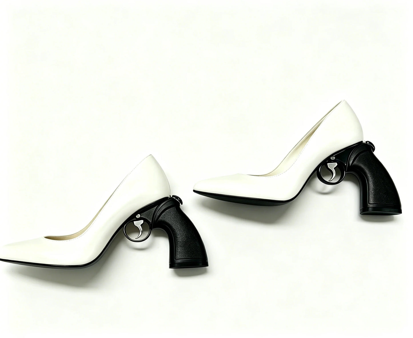 Doodle PU Leather Pointed Toe Women Pumps Shoes Strange Style High Heels Slip On Design Large Size Punk Shallow Shoes