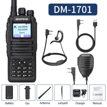 DMR Baofeng dual mode analog & Digital walkie talkie DM 1701 Tier 1+2 Dual Time Slot Ham Dual band Baofeng Radio DM-1701