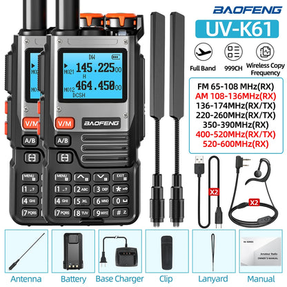1/2PCS Baofeng UV-K61 Walkie Talkie Multi Band Wireless Copy Frequency 999CH Type-C AM DTMF NOAA UV-5R UV 5RH K6 K5(8) Ham Radio
