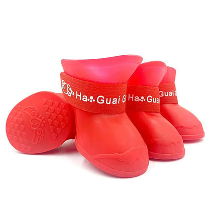 4Pcs Pet Silicone Rain Shoes Anti-Dirty Non-Slip Waterproof Dog Shoes Soft Bottom Footwear Small Dogs Cats Teddy Shoes