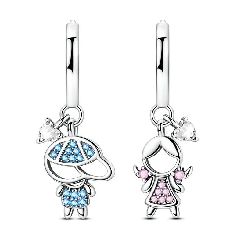 Original 925 Sterling Silver Luxury Bow Flower Shaped Clover Rose Pendant Earrings Elegant Mature Women Delicate Jewelry Gift