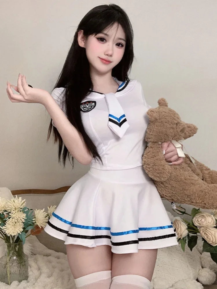 Sailor Uniform Set Pleated Skirt Style Great for Anime Conventions Nostalgic School Days for Anime Cosplay Fans Fashion Dress