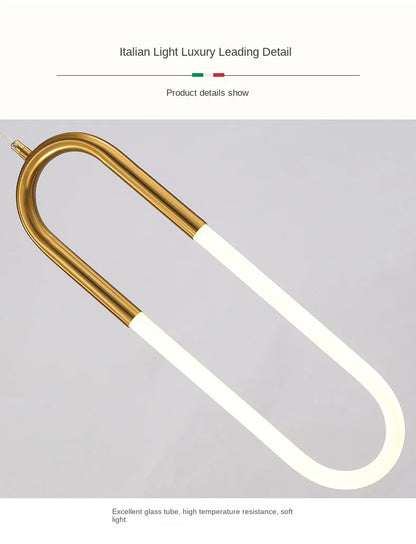 Brass U-shaped tube LED pendant lights Bedroom Bedside Long-line hanging lamp Kitchen Island Dining table Home Decor Luminaires