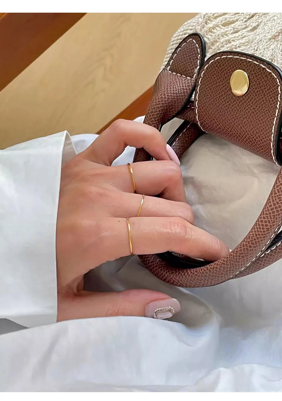 GHIDBK 0.5mm Extremely Thin Stainless Steel Anti-Tarnish Rings for Women Fashion Simple 18K Pvd Gold Plated Ring Office Style