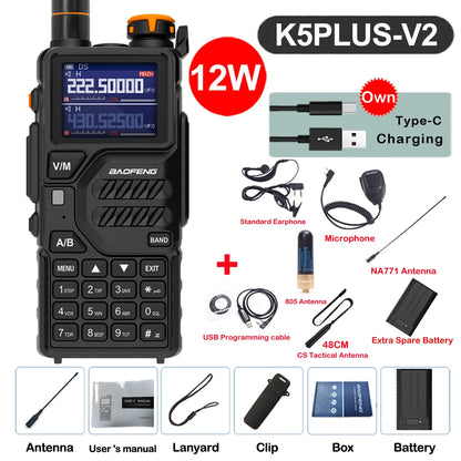 2026 Baofeng UV-K5 Plus Walkie Talkie 12W High Capacity AM FM Two Way Radio Full Band LCD 999CH Frequency Copy NOAA Noise Reduce