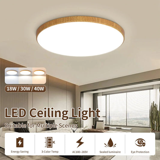 Wood Grain Ceiling Lamp Led Indoor Bathroom Lamps 220V Panel Led Kitchen Lighting for Living Room Waterproof IP44 Ceiling Lights