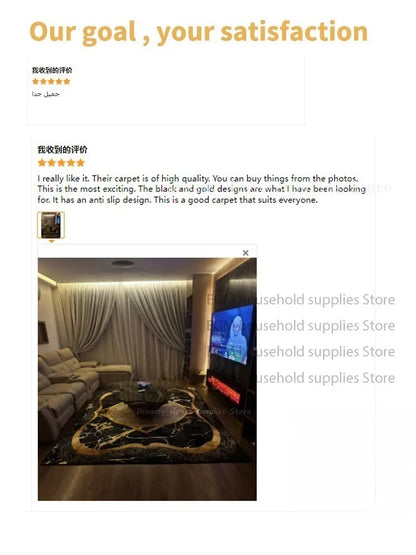 Europe and America Luxury Rugs for Living Room Decoration Home Golden Parlor Large Carpet Non-slip Bedroom Mat Washable Soft Rug