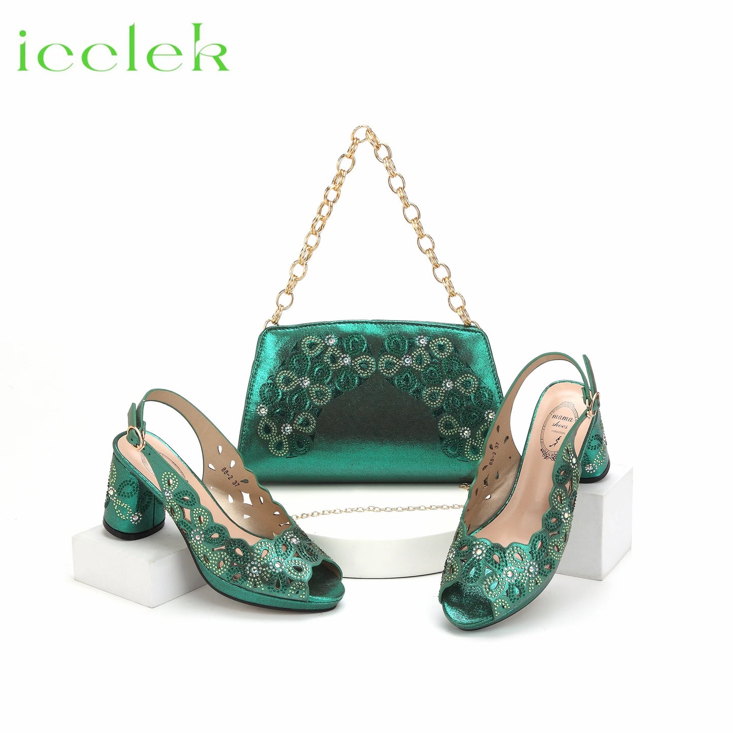 New Fashionable Coffee Color Peep Toe Ladies Shoes Matching Bag Set For Nigerian Women Wedding Party Pump