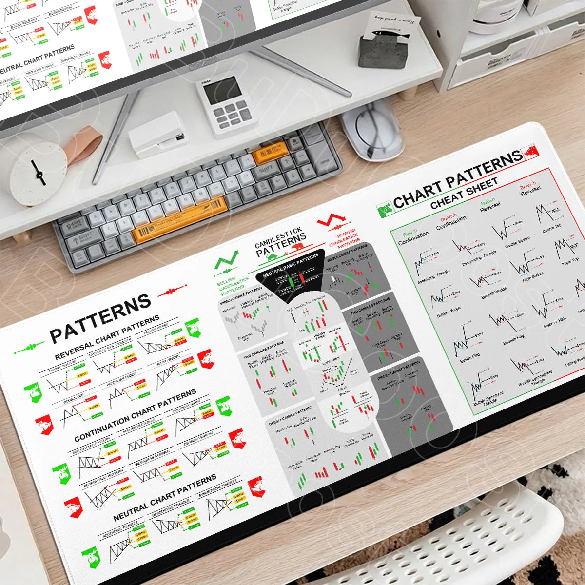 30x60cm 30x70cm 30x80cm Stock Market Chart Pattern Forex Mousepad Lock Edge Desk Keyboard Non-Slip Mausepad Computer Accessories