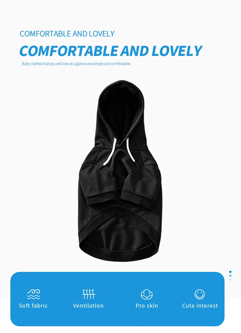 Autumn and Spring Pet Clothes Cute Little Medium Dog Hoodie Clothes Fashion Soft Casual Comfortable Black Cool Apparel Pets Fall