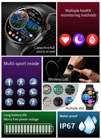 LAXASFIT 2026 New Smartwatch 1.52-inch HD Display Wireless Charging Bluetooth Calling Men's Sports Smart Watch
