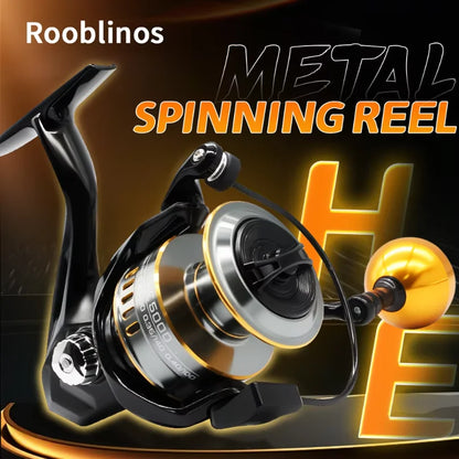 Rooblinos HE Spinning Reels Ultralight Metal 5.2:1 Gear Ratio 1000-7000 Saltwater Or Freshwater Big Max Drag Fishing Reels