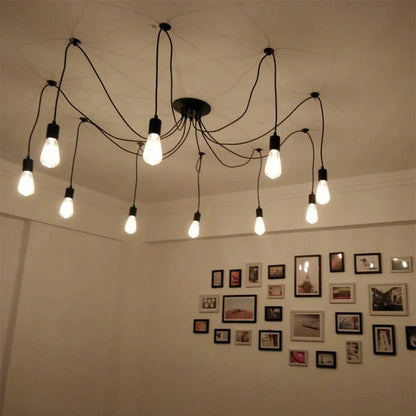 DIY Spider Lights Vintage Chandelier Edison Industrial Hanging Lamp Ceiling Multiple Pendant Light Kitchen Farmhouse Living Room