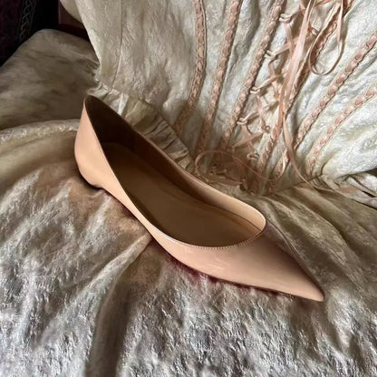 Ladies' inner height increase 3CM flat sole single shoe patent leather solid color versatile casual shallow mouth single shoe