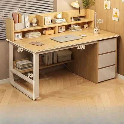 Firm Desk Simple Bookshelf Integrated Learning Desk Multi-purpose Office Computer Table And Chair Factory