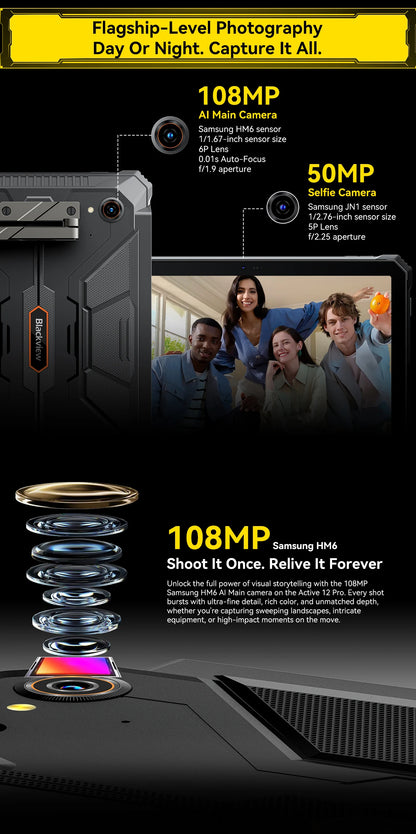 World Premiere Blackview Active 12 Pro Rugged Projector Tablet 11'' Pad Android 15 16GB 1TB 30000mAh Dimensity 7300 Tablet Phone
