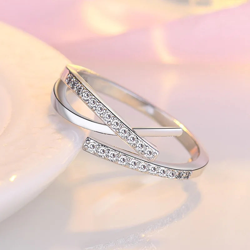 Original 925 Sterling Silver Ring High Quality Adjustable Opening AAA Zircon For Women Wedding Fine Fashion Jewelry Gift