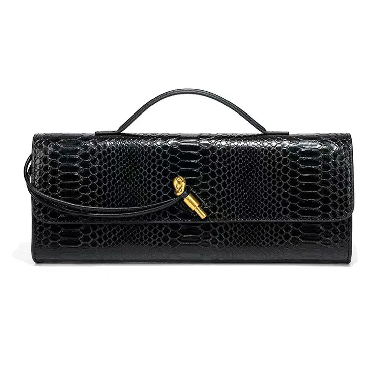PU Leather Fashion Luxury Top-Handle Bag For Women Evening Handbag Long Purse Crocodile Pattern Crossbody Shoulder Bags