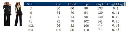 Womens Elegant Off Shoulder Long Pants Wide Leg Jumpsuits Floral Embroidery Lace See Through Cocktail Club Party Evening Rompers