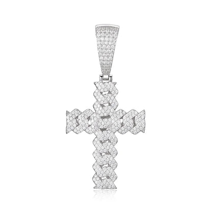 12mm Cuban Chain Men Women Hip Hop Cross Pendant Necklace D VVS Moissanite Iced Out Bling 925 Sterling Silver Necklaces Jewelry