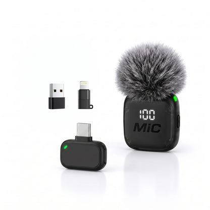 Mini Wireless Clip-On Microphone, Smart Noise Reduction, Long Battery Life, Perfect for Live Streaming, Podcasts, and Vlogs.