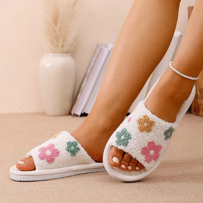 Flower Women's Slippers Home Flats Elegant Spring Summer Luxury Designer Woman Shoes Fashion Indoor Slides Soft Sole Lightweight