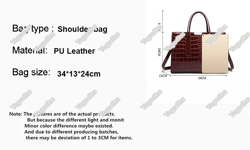 Patent Leather Women Messenger Bags Crocodile Female Crossbody Shoulder Hand Bags for Women High Quality Ladies Handbags