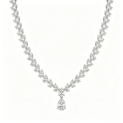 KNOBSPIN Pear Cut Moissanite Tennis Necklaces for Women Lab Diamond s925 Sterling Silver plated 18k Wedding Moissanite Necklace