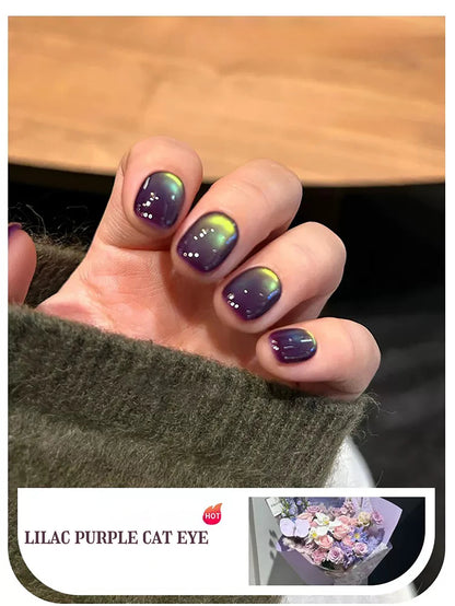 1-24pcs WS Romantic Purple Cat Eye Gel Nail Polish New Style Super Flash Versatile Whitening Purple Glass Bead Cat Nail Salon