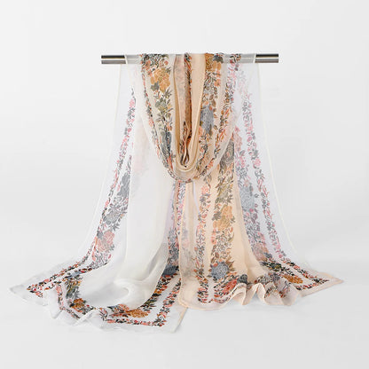 New Fashion Women Georgette Hijab Scarf Floral Printed Long Shawl Spring Summer Thin Beach Sunscreen Shawl Bandana 160*50cm