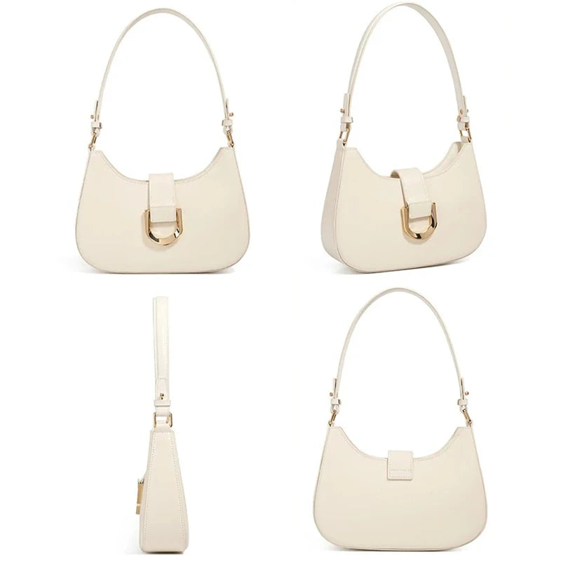 Elegant PU Crescent Shoulder Bags for Women 2025 Luxury Designer Crossbody Purse Underarm Ladies Handbags