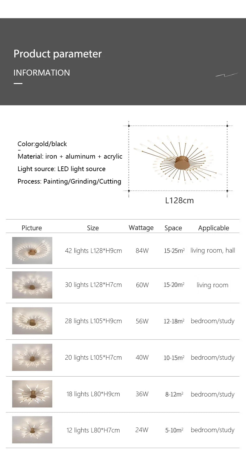 Modern Firework s Led Ceiling Lamp Creativity Living Dining Room Ceiling Chandelier Home Lighting Bedroom Light Luster Luminaire